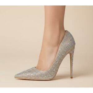 Elisabet Tang Rhinestone Pointed Toe High Heel Pumps Size 7 Sparkly Stilettos